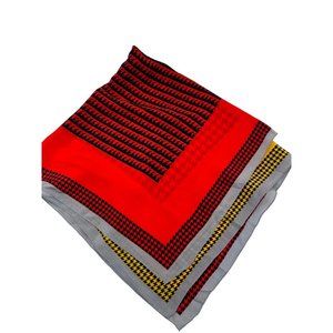 Vintage 90s Liz Claiborne Houndstooth Colorblock Silk Scarf Y2K